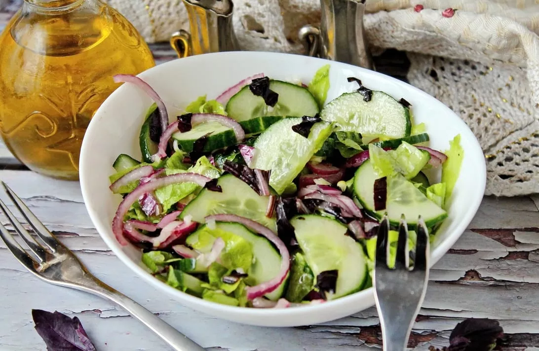 Cucumber salad with basil