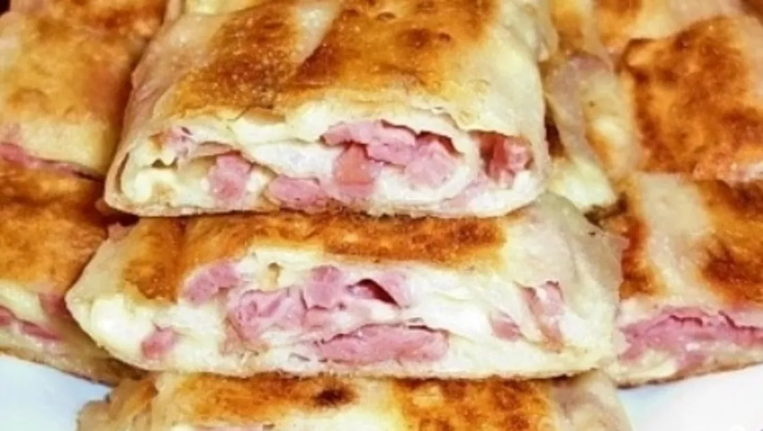 Pancakes with sausage and cheese