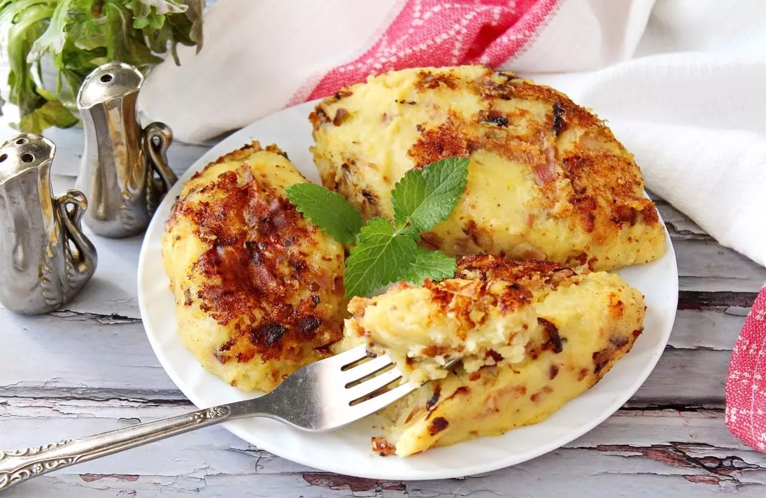 Potato fritters with bacon