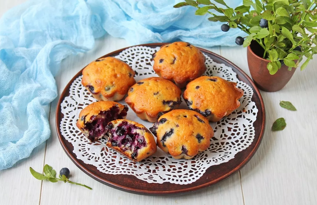 Cupcakes with blueberries