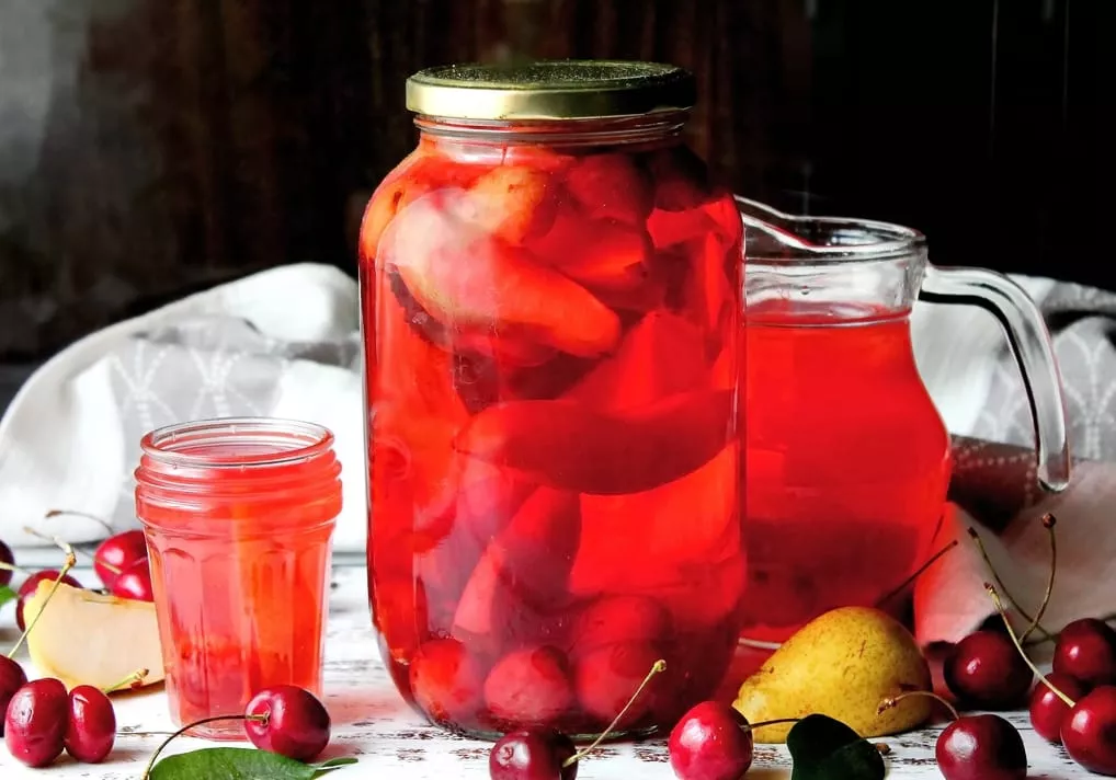 Cherry and pear compote for the winter