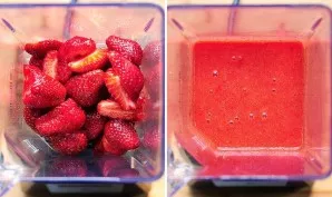 Place the strawberries in a food processor or blender and blend until smooth. If you want to get rid of the small seeds, rub the strawber...