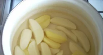 Pour cold water into a large saucepan. Place the pot on the stove and bring the water to a boil. Peel the potatoes and cut them into arbi...