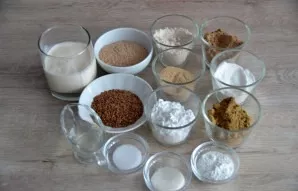 Prepare the ingredients. Flour can be replaced with any other gluten-free flour, the main thing is to observe the weight ratio of liquid ...