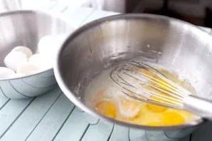 In a small bowl, beat the eggs with a whisk or mixer.