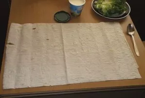 Lavash is laid on the table.