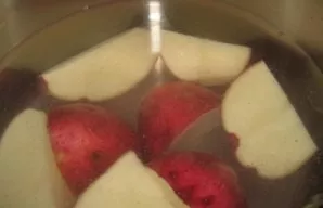 Boil potatoes with lupena until tender.