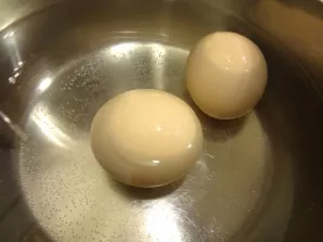 First you need to boil the eggs hard.