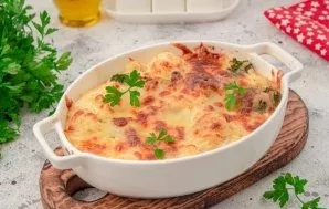 Remove the baked casserole and serve warm or cold.