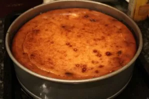 Then reduce the temperature to 90-100 C and cook for 50 minutes. The cheesecake baked in the center sways a little, like souffle, but it ...