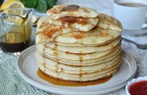 Serve pancakes with any sweet topping. Enjoy your meal!