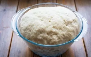 An hour later, the volume of dough increased significantly.