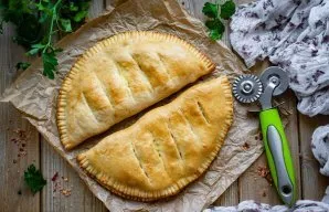 Ready calzone is best served hot.