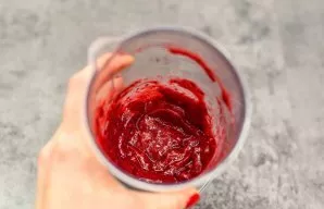 Thaw the berries and put them in a blender bowl, add granulated sugar to taste - 1-2 tablespoons. Crush the berries, then taste it and, i...