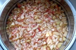 Remove the apple cores, cut into small cubes.