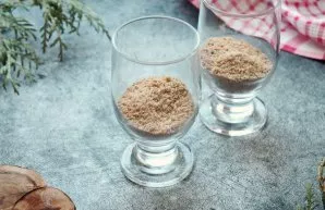 Biscuits, I used oatmeal, crush them into crumbs and put them in bowls or glasses for dessert.