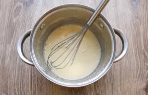 First prepare a cream with condensed milk. In a saucepan, beat the eggs, add sugar and starch, stir until smooth. Add 1/4 of the milk and...
