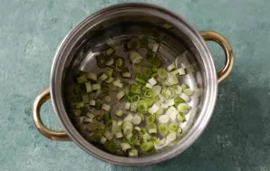 Finely chop the onion letters, fry until tender with a little oil.