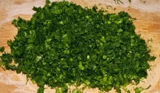 Finely chop the greens.