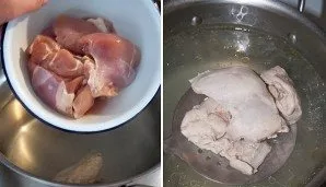 First, boil the broth. Rinse the meat, put in a saucepan and pour water. After boiling, reduce the heat to a minimum and cook until the m...