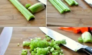 Chop the celery.