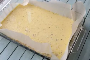 Line the heat-resistant container with baking paper and pour the egg mixture. Smooth out and place in a preheated oven for 5 minutes unti...