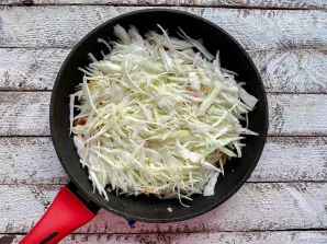 Add finely chopped cabbage and mix well.