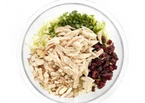 I wash the cabbage and drain the water, transfer it to a bowl. I divide the chicken fillet into fibers and put them in a salad bowl, wash...