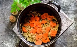 Peel and chop the carrots, transfer to a saucepan.