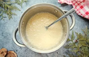 Mix everything and put on low heat. While stirring, heat the mixture until smooth and the sugar will dissolve. The mass should heat up, b...