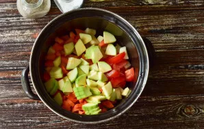 Then chop the zucchini.