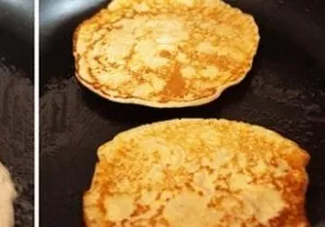 In fact, now it remains to fry our pancakes in olive oil. Put about 2 tablespoons of dough in the pan and bake for about 2 minutes on eac...