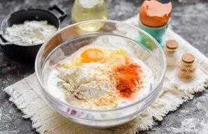 Add salt, pepper, paprika and dry garlic.