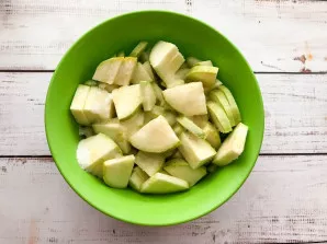 Pour in vegetable oil and vinegar.