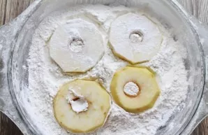 Dip each square in flour.