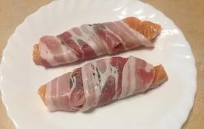 And wrap in thin strips of bacon.