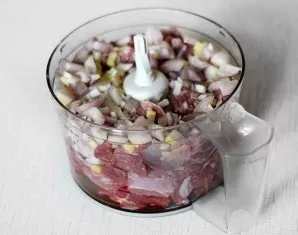 Put everything in the bowl of a food processor, chop it into minced meat.