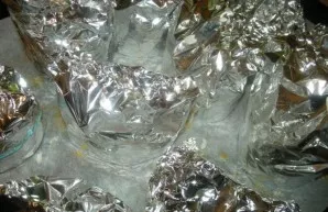 I wrap the top of each ring in foil and put it in the oven preheated to 180 degrees for 30 minutes.