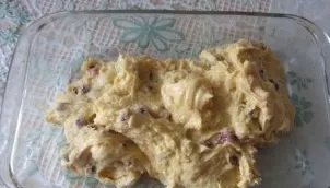 Transfer the dough to a baking dish.