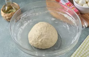 Then knead the dough with your hands, if necessary, add a little flour, the dough should stick to your hands a little. Cover the bowl wit...