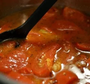 In a soup pot with olive oil, fry finely chopped onions. When the onion is lightly fried (over medium heat it will take 3-4 minutes), pou...