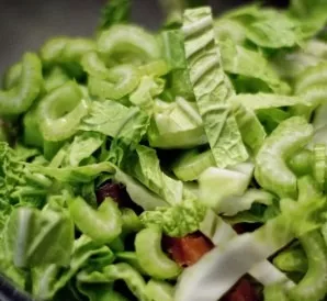 Randomly chop celery and cabbage, add to salads.