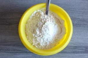 Add flour, baking powder, soda.