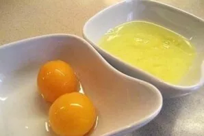 Separate the yolks from the proteins.