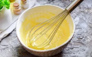 Mix everything, the dough should be of medium density, not liquid.