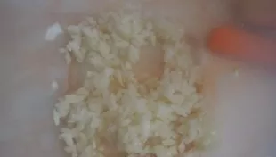 Next, finely chop the onion. If someone does not like onions, then it is quite possible to do without it. We send the chopped onion to th...