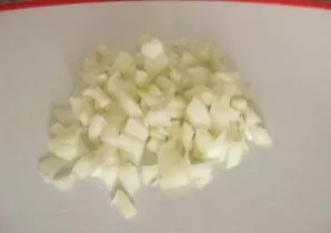 We chop the onion.