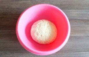 The finished dough should be soft. Make a round ball and transfer to a bowl, cover with a towel and leave in a warm place for 40 minutes.