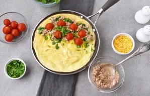 Place half of the tuna and tomatoes on top.