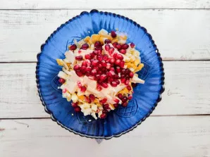 Peel the pomegranate and add to the other ingredients.